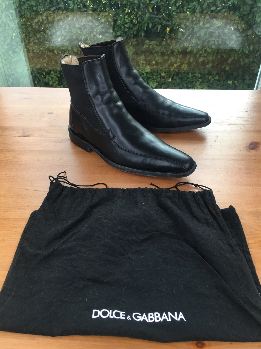 Dolce & Gabbana Black Leather Chelsea Boots Made In Italy Size 6