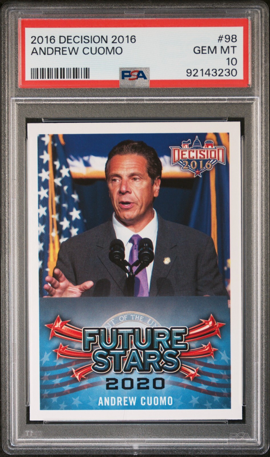 Andrew Cuomo 2016 Decision Rookie PSA 10 RC #98