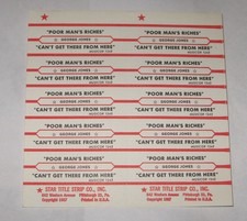 George Jones Full Sheet of 10 Jukebox Title Strips Poor Man's Riches MUSICOR
