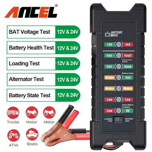 BM410 Car Truck Battery Tester 12V 24V Digital Battery Alternator Analyzer Tool