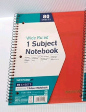 Spiral Notebook , 1 Subject, Wide Rule, Durable Plastic Covers, Strong
