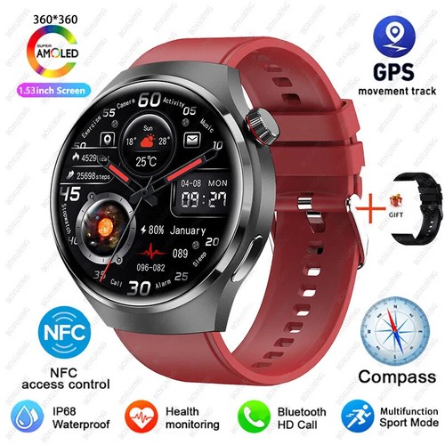 GPS NFC Smart Watch Men Watch 4 Pro Screen Heart Rate Bluetooth Call Waterproof - Picture 15 of 37