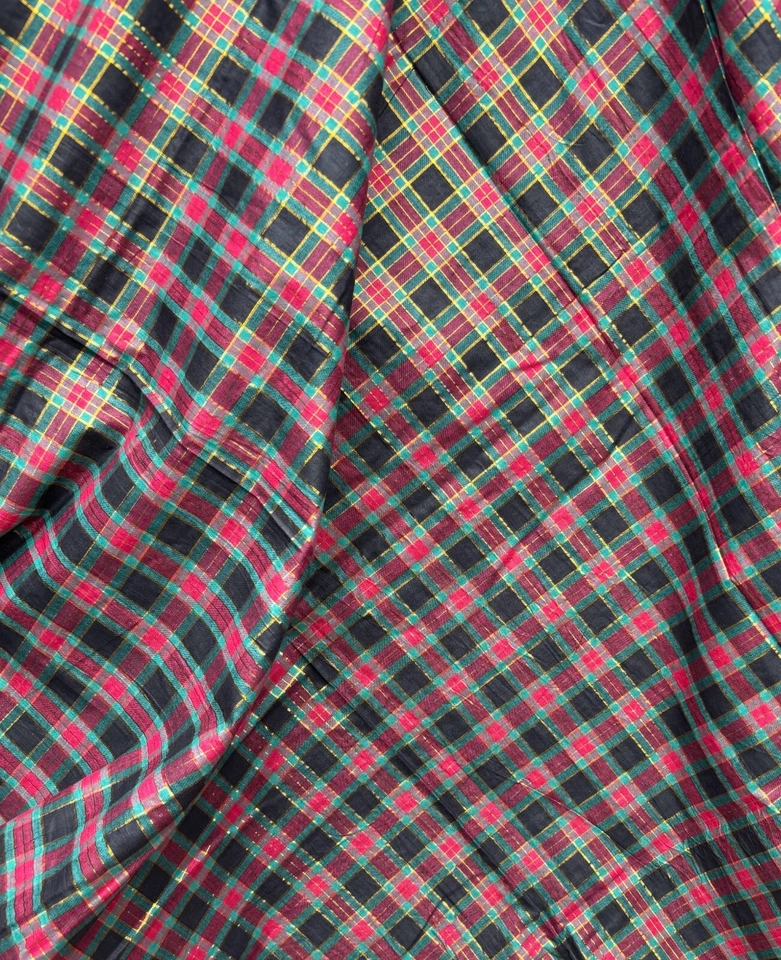 Vintage Cotton Crinkle Plaid Fabric Remnant - Image 4 of 4