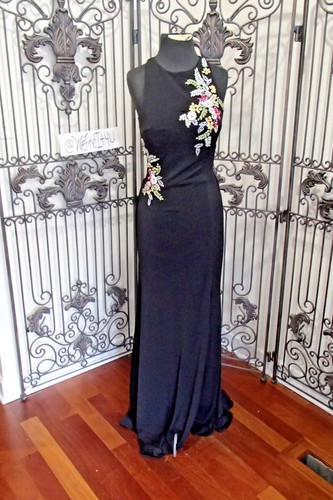 SR658 MORI LEE 99008 SZ 6 BLACK $450 BRIDESMAID PROM FORMAL GOWN DRESS - Picture 3 of 11