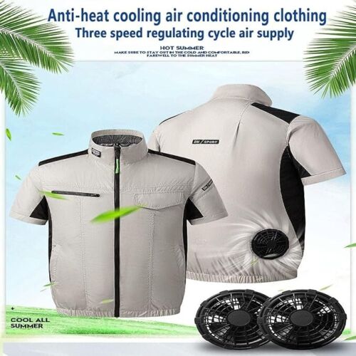 MUMAGI Summer Air-Conditioned Work Clothes w/ Fans Cooling Shirt 4XL Khaki - Picture 3 of 7