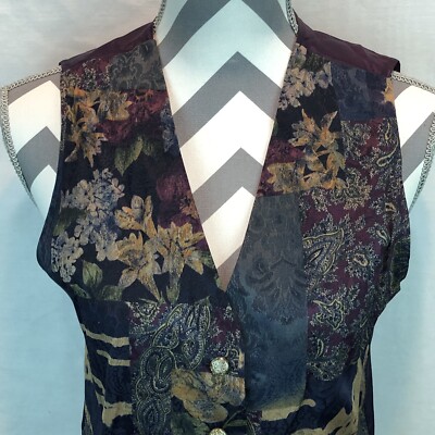 Anxiety Vintage Floral Patch Metal Button Front Vest USA 2336-824