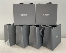 Lot of 6 LA PRAIRIE Small Shopping Gift Paper Bag 5”x5”x2.75” Gray