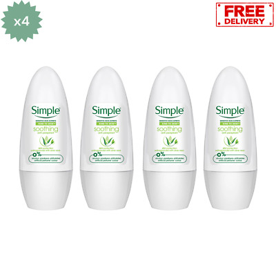 4x Simple Soothing Anti-Perspirant 45ml Roll-On Deodorant for Sensitive Skin