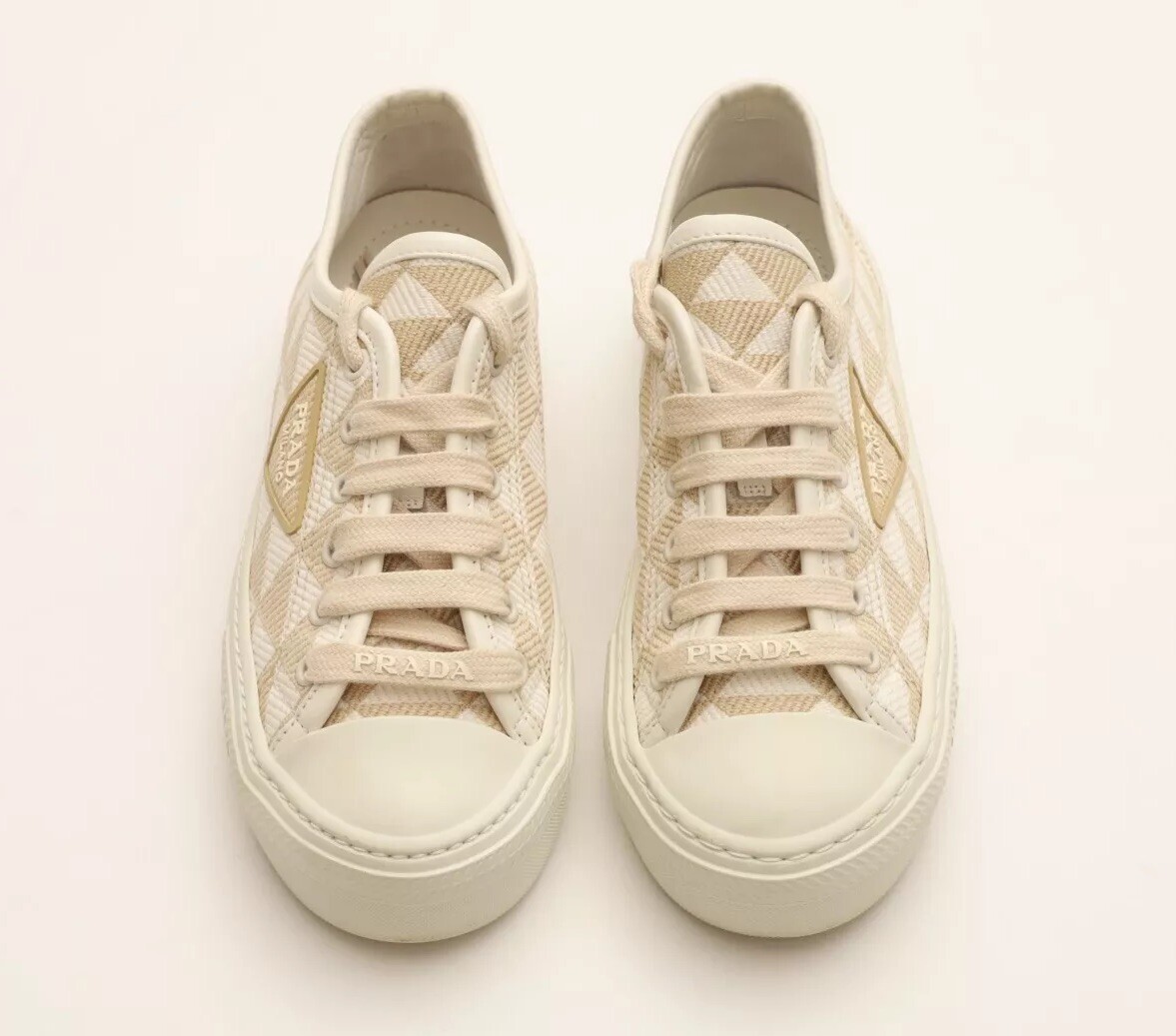 Prada Triangle Jacquard Womens Sneakers Size 38-US 8 in Prada Triangle Jacquard Womens Sneakers Size 38-US 8 in