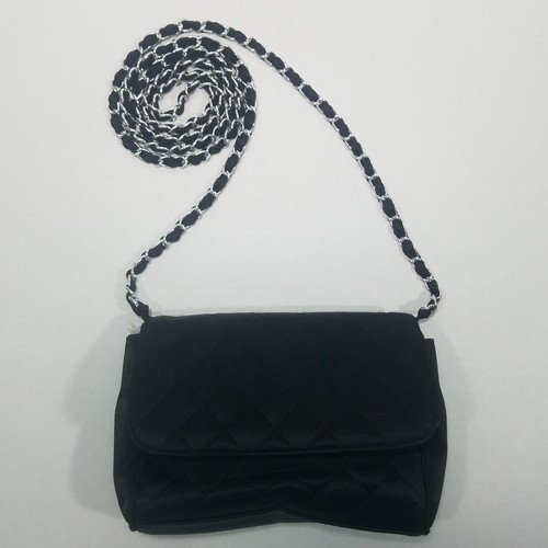 La regale Noche Bolso Negro Satinado Hombro Embrague Cadena pequeñas | eBay