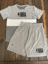 NBA Boys Size 7 Grey Basketball Shorts And Shirt Set.  A
