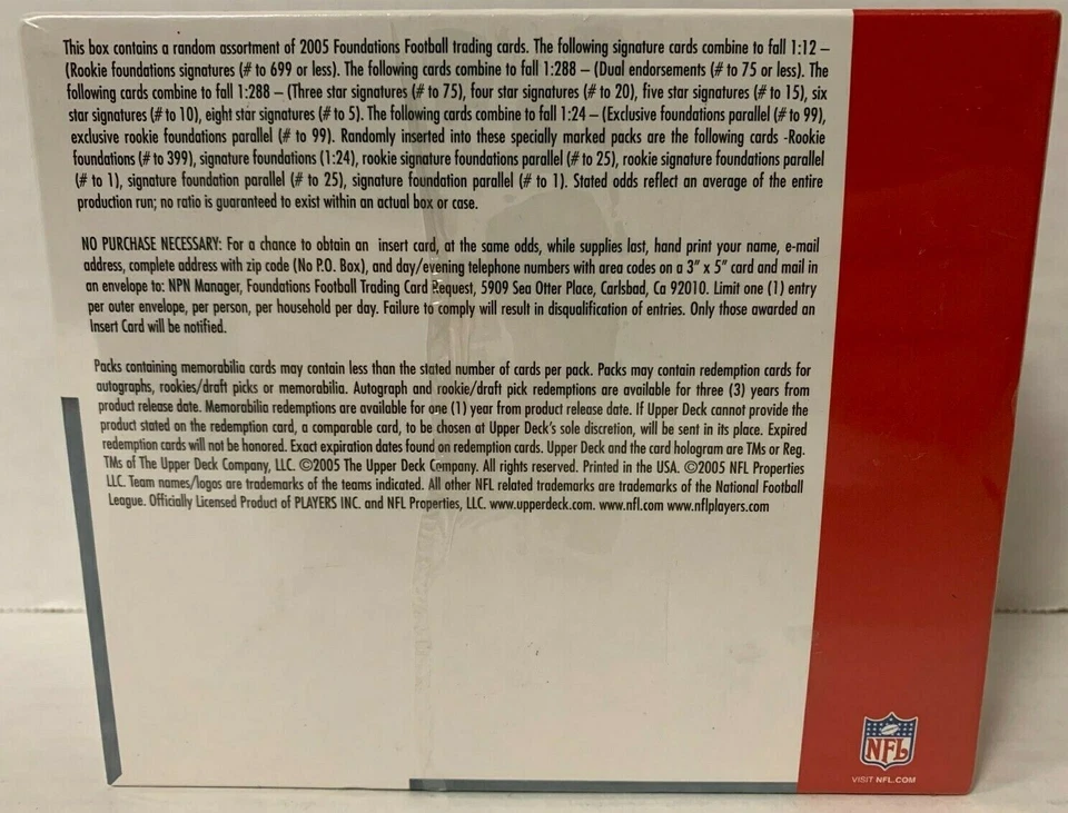 UPPER DECK FOUNDATIONS 2005 NFL FOOTBALL HOBBY BOX AARON RODGERS ROOKIE NEW  - Image 2 of 4