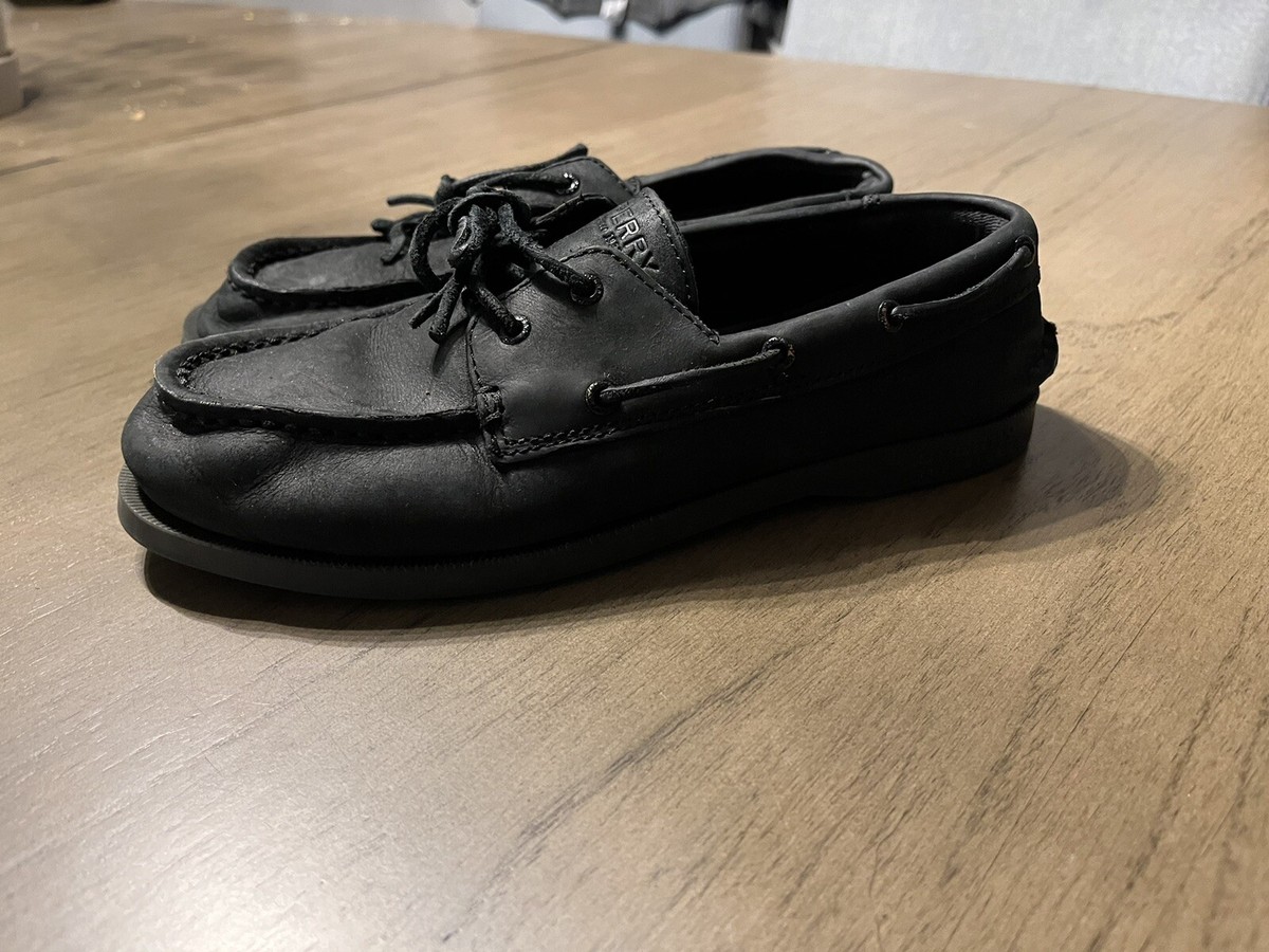 Sperry Top-Sider Boat Shoes - Size 5 - Leather Laces - Black