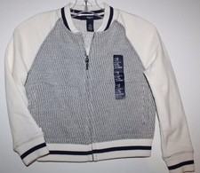 Gap Kids NWT Girl's XS 4 5 Gray Marled Knit Bomber Baseball Jacket Coat