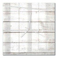 Quadratische Glas-Wanduhr Aus GehäRtetem Glas Holzwand WeißE Zeiger 30X30 Cm