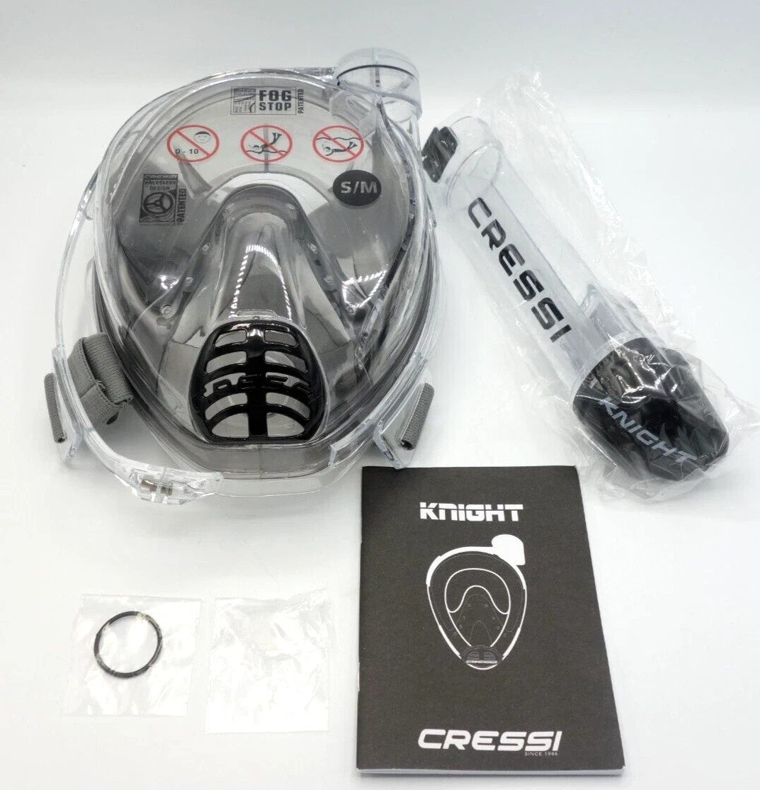 Máscara facial completa Cressi máscara de snorkel con snorkel seco Duke negro S-M
