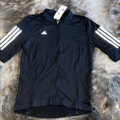 Adidas Cycling Jersey Mens M Tempo 3-Stripes Full Zip Black  JD7177 $110