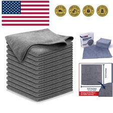Microfiber Cleaning Cloth Grey - 12 Pcs 12.5"x12.5" - High Performance - 1200...
