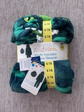 Saint Eve Hooded Fleece Sleeper Dinosaur Green S(7-8) Kids Unisex Winter Costume