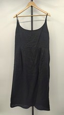 Quince Women 100% European Linen Scoop Neck Midi Dress Black XL
