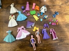 Disney Princess  Polly Pocket 3  Mini Doll Dress Up Set Rubber Dress  Dolls