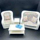 Vtg 1983 Mattel Barbie Cottage Dream Faux Wicker Furniture Couch Chair Table Tea