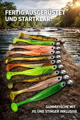 SEIKA Gummifisch Set mit BKK-Jig und VMC-Stinger 10 STK komplett Zander Hecht