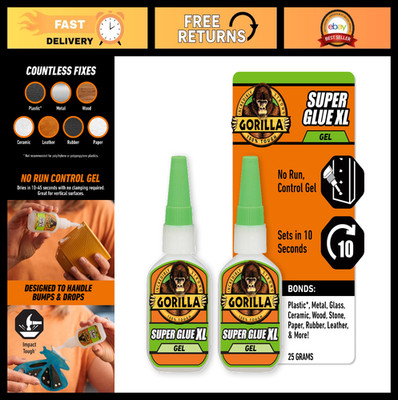 Super Glue Gel XL - Clear All-Purpose Adhesive, 25g (2 Pack) - Fast Setting for