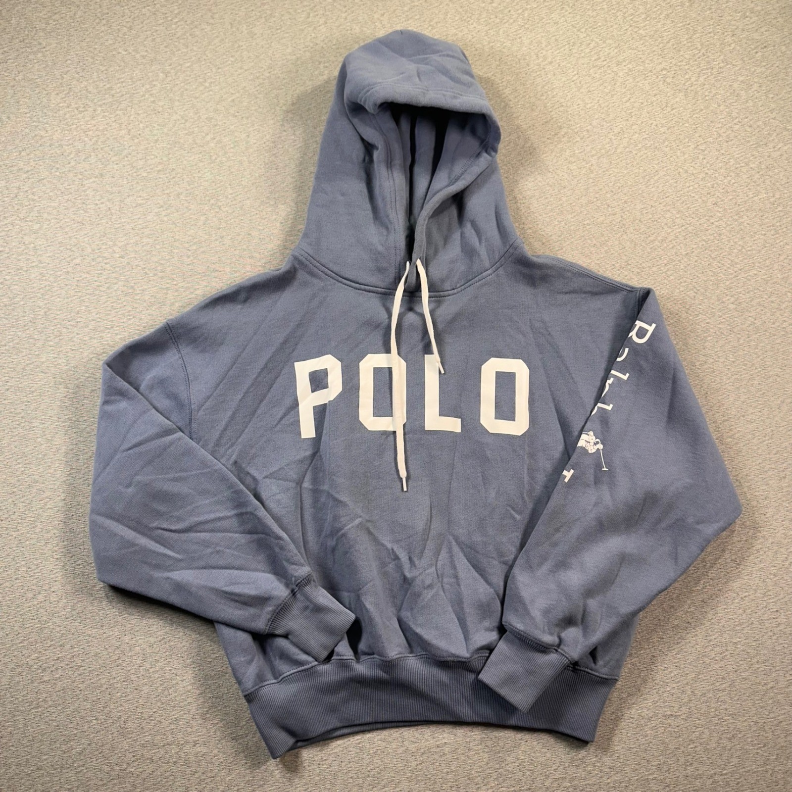 Polo Ralph Lauren Hoodie Sweatshirt Women's S Blue Spellout Drawstring thumbnail 2