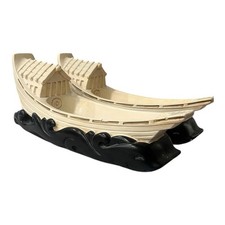 Alexander Backer Chalkware Asian Junk Boat TV Lamps Pair Mid Century Modern MCM