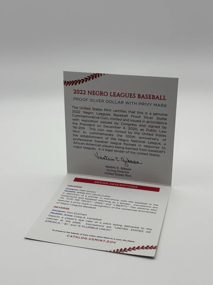 2022 Negro Leagues Baseball: The Soul of Baseball Proof Silver Dollar - Image 4 of 4