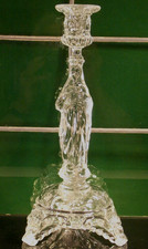 antik Kerzen leuchter st&auml;nder Pressglas  "Maria" gem. "Val St. Lambert" H29,5