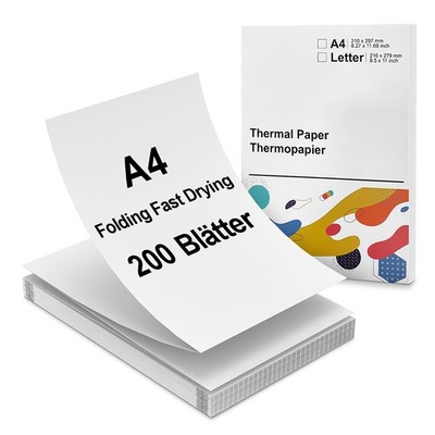 200x Thermopapier A4 210 x 297mm Thermodruckerpapier für Phomemo Pristar Brother