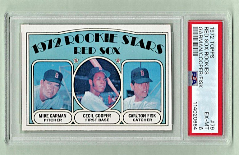 1972 Topps Red Sox Rookies #79 Carlton Fisk, Cecil Cooper + Garman Graded PSA 6