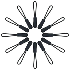 Black Zipper Pulls Fixer Nylon Cord Extension Zipper Tab Tag Replacement 20 Pcs