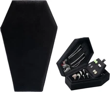 Velvet Coffin Jewelry Travel Case Holder for Gothic Wedding Ceremony,Gothic Jewe