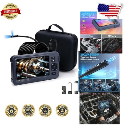 Pro 1920P HD Endoscope Camera 5'' 3-Lens Borescope 16.4ft  Drain Inspection