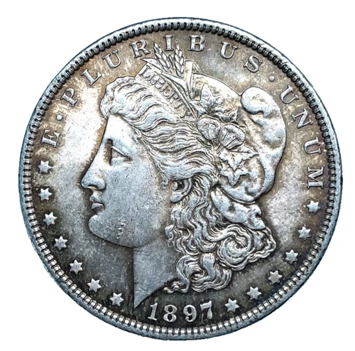 1897 Morgan Dollar UNC. Toned 90% Silver $1 U.S Coin # 2645