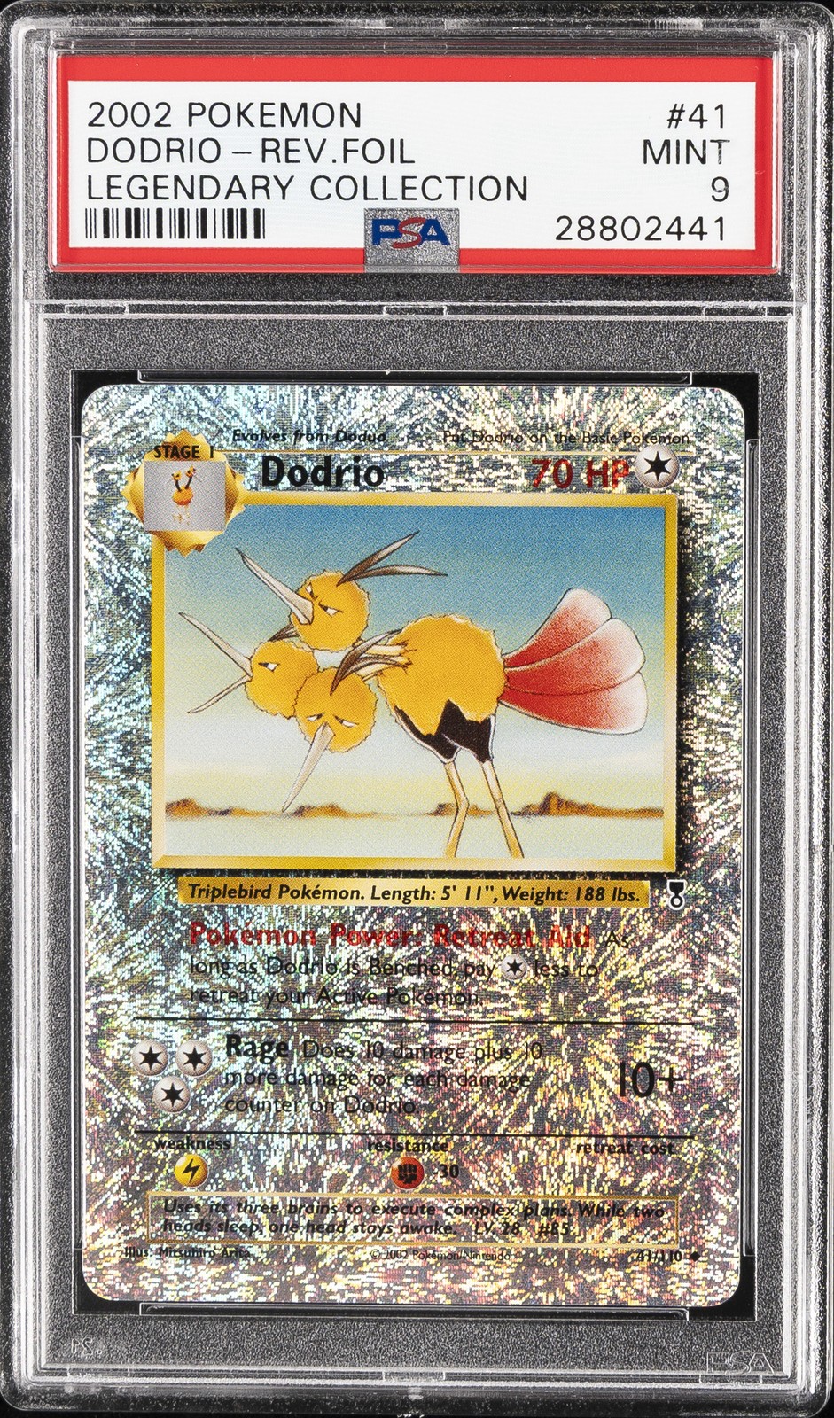 2002 POKEMON LEGENDARY COLLECTION #41 DODRIO-REVERSE FOIL PSA 9