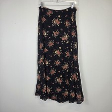 Vintage Ralph Lauren Floral Skirt Blue And Pink Silk Cowgirl Cottage Prairie 12