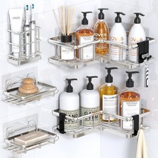 Storage rack, self-adhesive rust-proof bathroom shelf, with soap dish hook