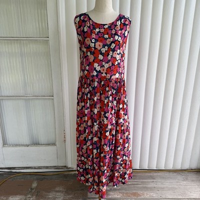 Mister Zimi Zoe Midnight Dress Women 16 Blue Pink Floral Sleeveless Fit Flare
