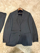 Spier Mackay Gray Wool Herringbone 2pc Suit 48R Contemporary Flat Front