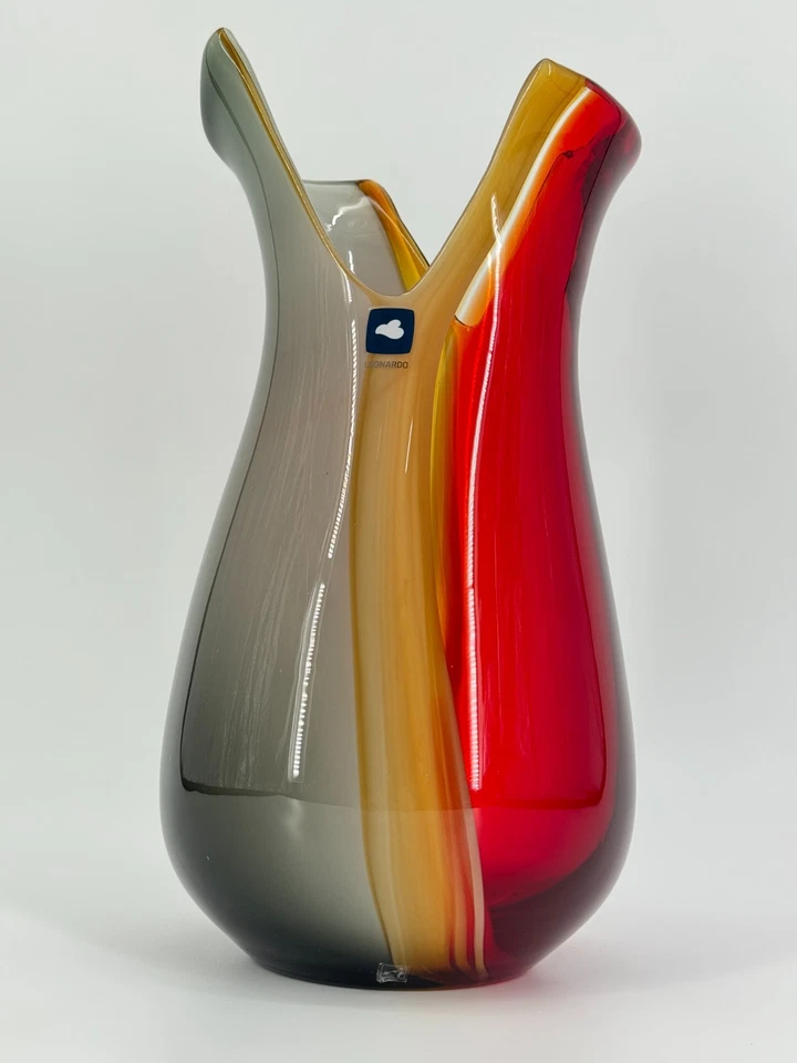 LEONARDO GLASVASE DEKOVASE MUNDGEBLASEN 80er VINTAGE