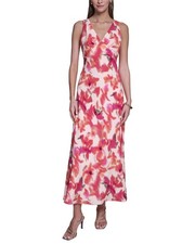 Halston Sleeveless V-Neck Midi Dress Women's