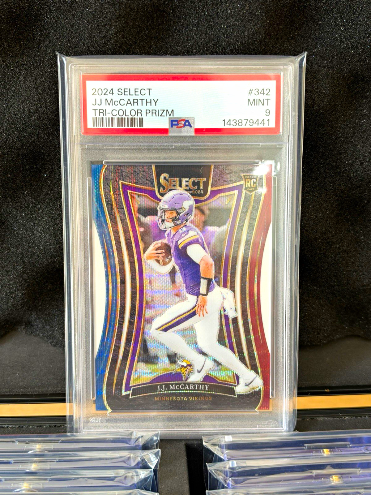 2024 Panini Select J.J. McCarthy #342 Tri-Color Prizm /149 RC PSA 9 143879441