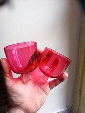 Paire7 Verrine Rouge Verre de Lampe a Huile Veilleuse Eglise Chapelle XIXe