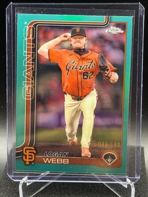 Logan Webb 2025 Topps Chrome Aqua Refractor #88/199 - San Francisco Giants