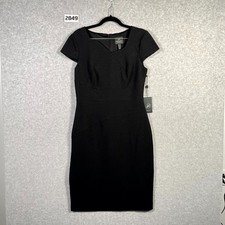 Adrianna Papell Sheath Dress Womens 6 Black Stretch Surplice Neck Back Zip