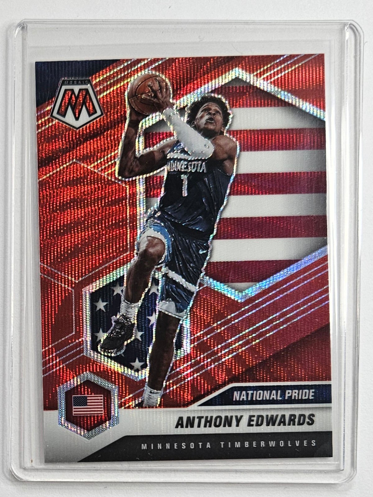 Anthony Edwards 20-21 Panini Mosaic TMall Red Wave National Pride RC